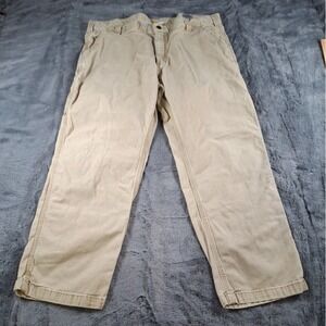 Mens Carhartt Canvas Pants Size 40x30 Fit‎ (38x30) Beigh 5 Pocket